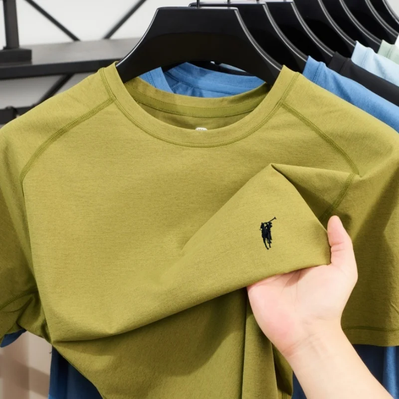 أزياء الصيف الفاخرة الجديدة الرائعة المطرزة أعلى الراقية الرجال العلامة التجارية مريحة وغير رسمية التجفيف السريع جولة الرقبة تي شيرت #5