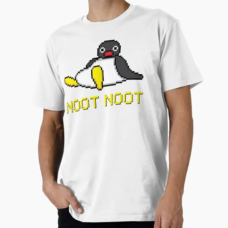 

0330 Noot Noot Pingu Meme Gift t shirt for men Funny cartoon Graphic Clothes 100% cotton printed Y2K clothing Large size tee