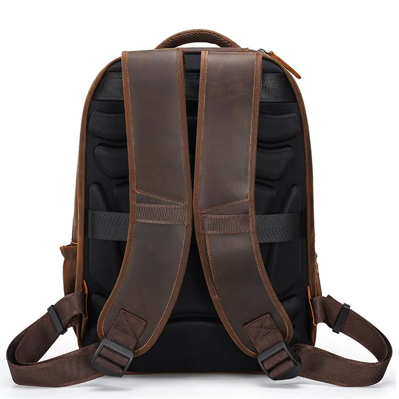 Double Layer Leather Backpack of men male large capacity travel bag men bagpack usb charging usb connector leather laptop bag