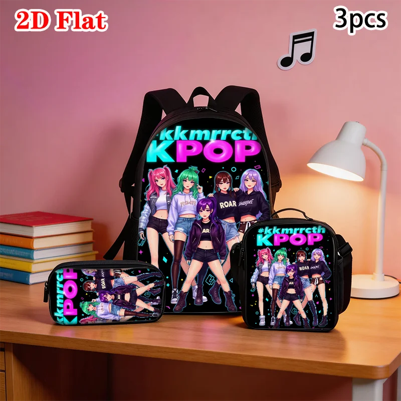 3pcs K-POP Group Print Backpack Lightweight Daily Large Capacity School Bag Travel Bag with Shoulder Bag Pencil Bags Perfect Gif