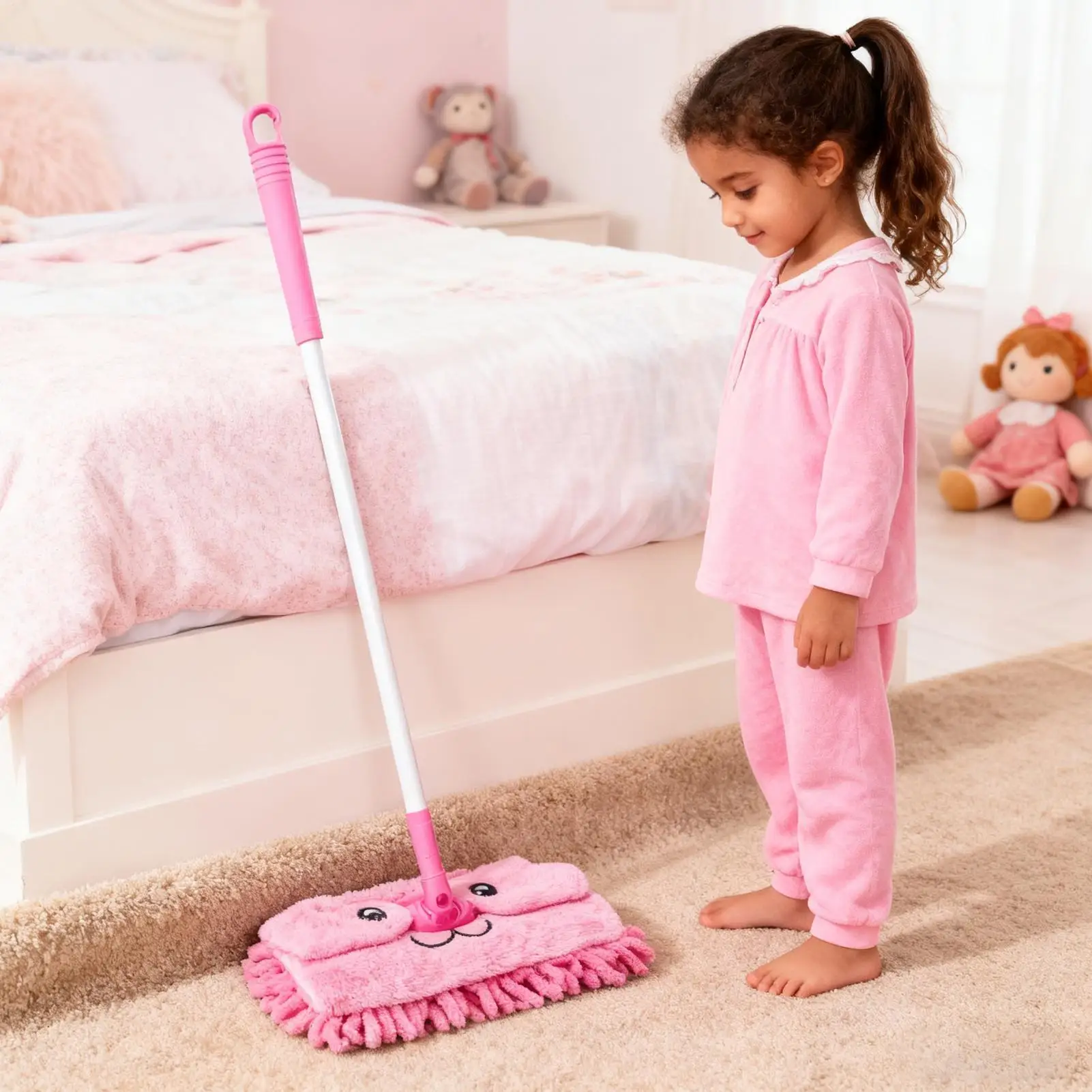 Mop For Kids Funny Rotatable Detachable Children Real Dust Mop Pretend Toys For Boys Girls Early Childhood Housekeeping Role