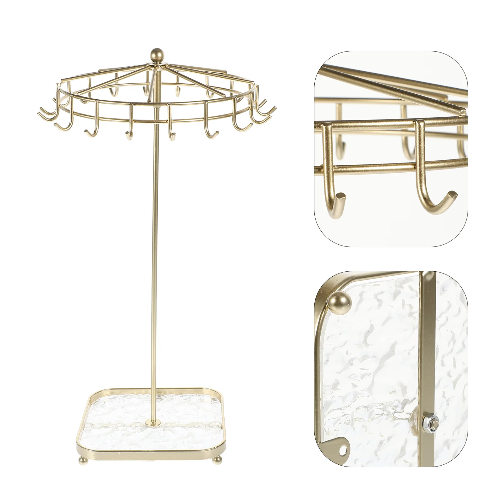

Iron Jewelry Display Stand Rotatable Acrylic Base Necklace Bracelet Ring Holder Organizer Desktop Rack Jewelry Stand