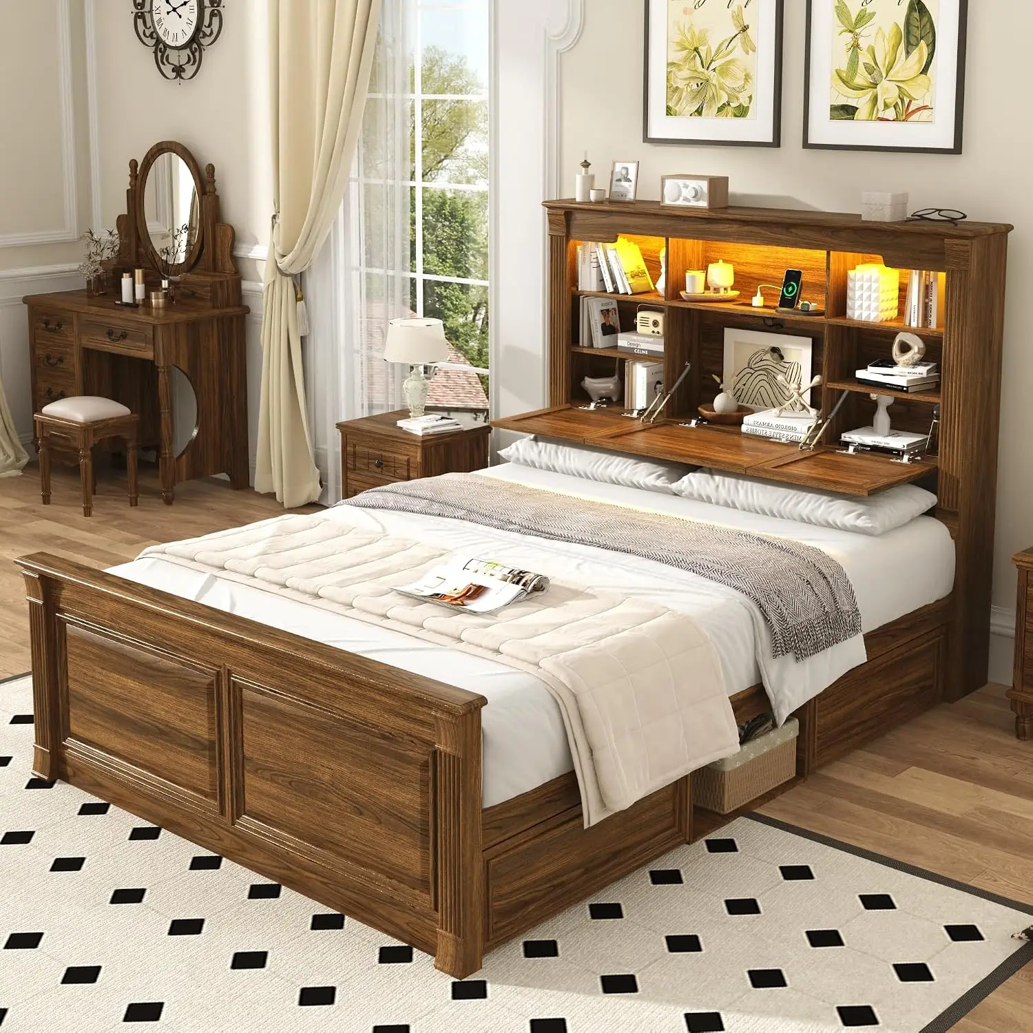 Farmhouse Queen Bed Frame with 55