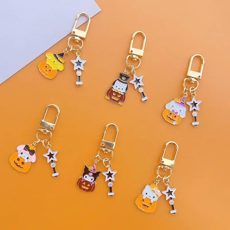 Hot Sanrio Hello Kitty Keychain Halloween Series Small Pendant Cartoon Cute Style Kulomi Keychain Student Bag Pendant Gifts