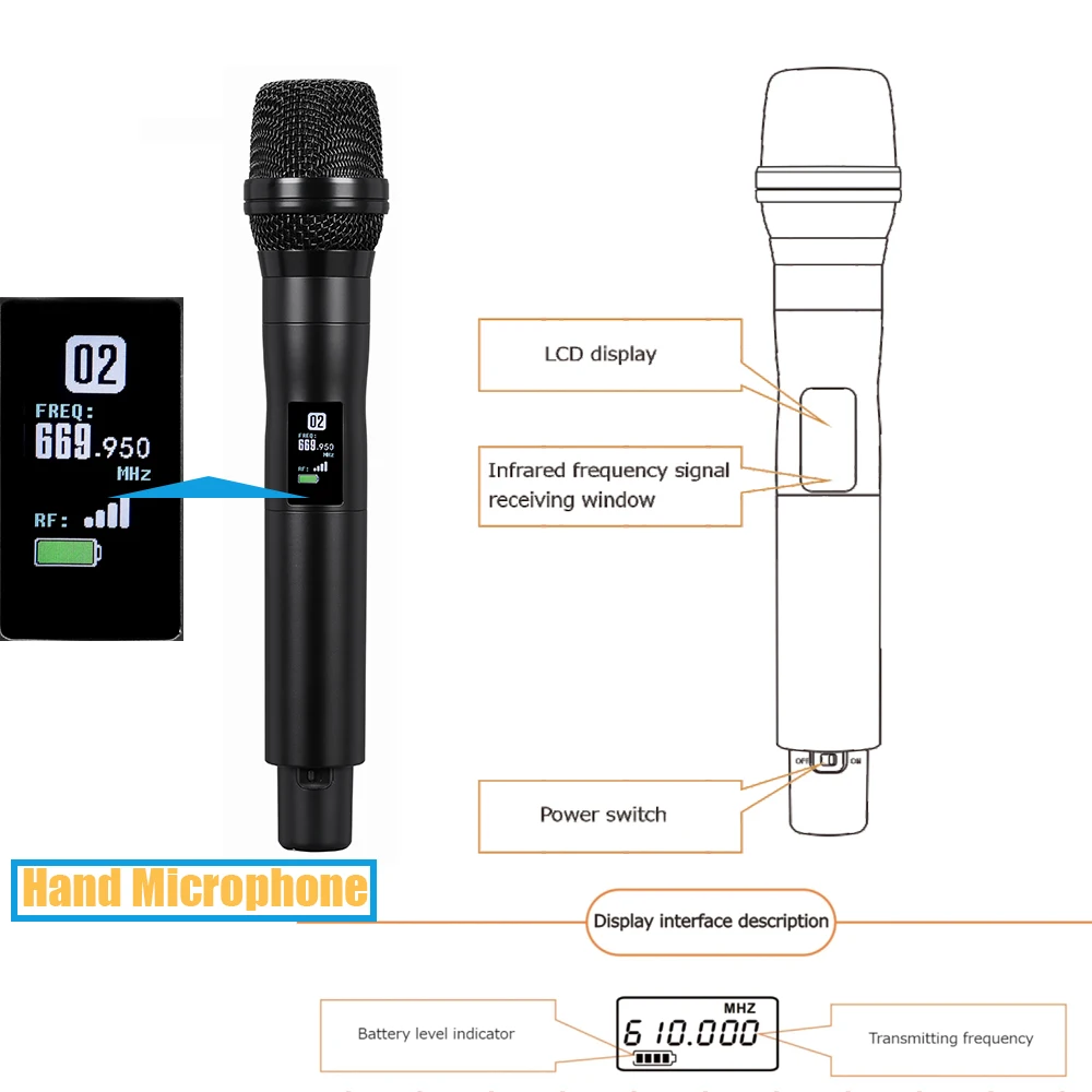 Leicozic True Diversity Microfono Wireless Professional Stage Microphone UHF With Spectrum Analyzer 10/30mW EU/US/UK Plug AD4D-X