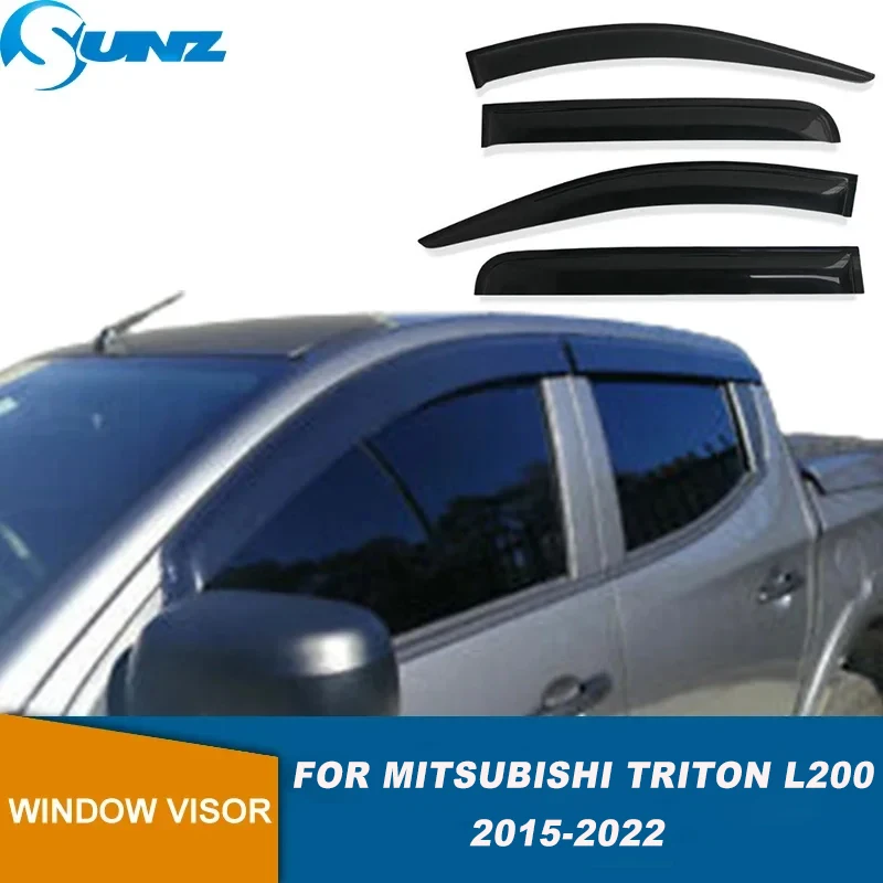 Visera para puerta para Mitsubishi Triton MQ MR L200 2015 2016 2017 2018 2019 2020 2021 2022, deflectores de ventana lateral, protección contra sol