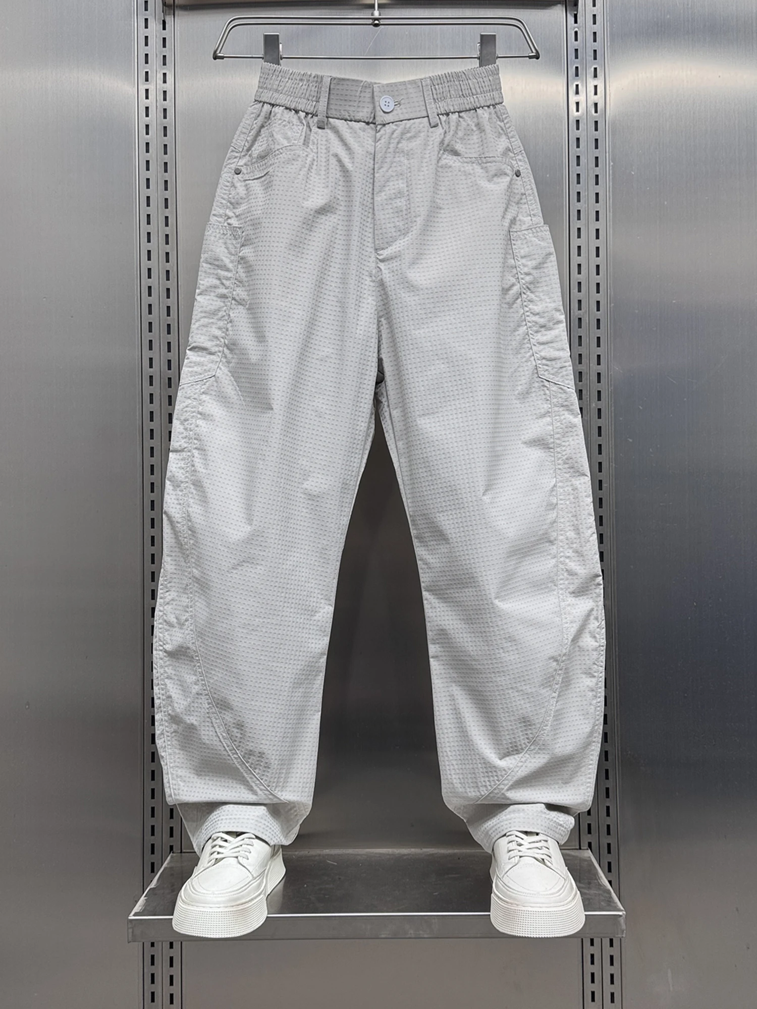 

Свободные прямые повседневные брюки, мужские летние тонкие широкие брюки, повседневные брюки, модные японские брендовые молодежные брюки