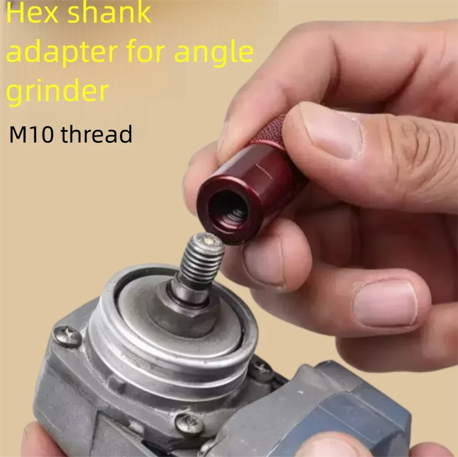 Universal M10 Angle Grinder to 6.35mm Hex Shank Drill Bit Conversion Adapter Electric Drill Chuck for Power Tool Accessory