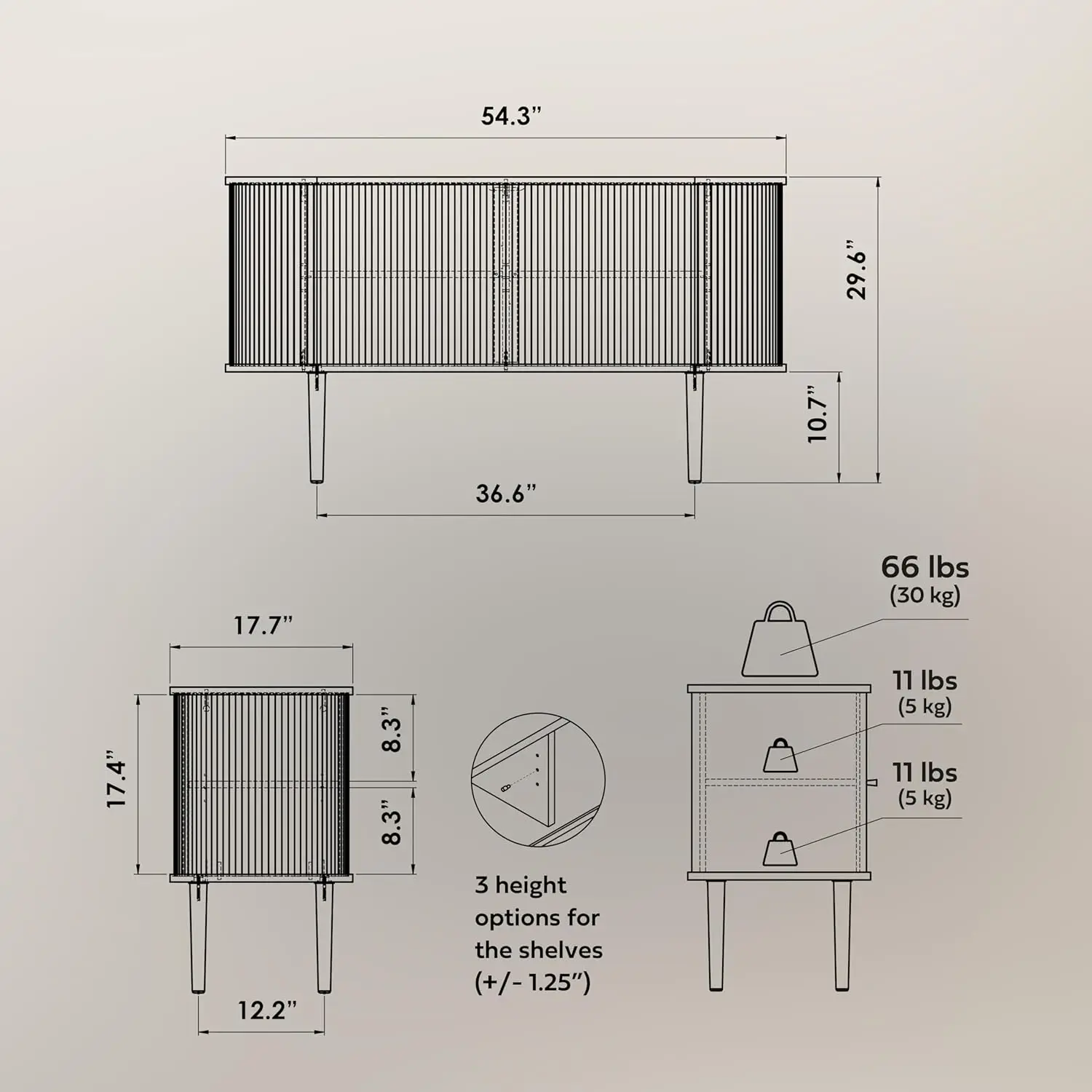 Schwarzer Sideboard-Aufbewahrungsschrank mit Türen und Regalen, schwarzer Credenza-Aufbewahrungsschrank für Büro, Schlafzimmer, Aufbewahrungsschrank