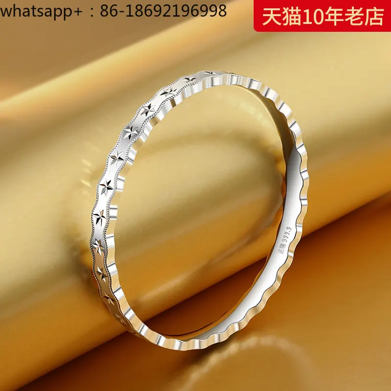 Gypsy Star Silver Bracelet Women's Foot Silver 9999 Flat Strip Solid Closed Silver Bracelet Bracelet
