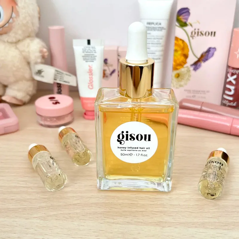 Aceite para el cabello con infusión de miel Gisou, tamaño de viaje, 20/50 ml, enriquecido con miel Mirsalehi, mejora el cabello seco, cuidado esencial de larga duración