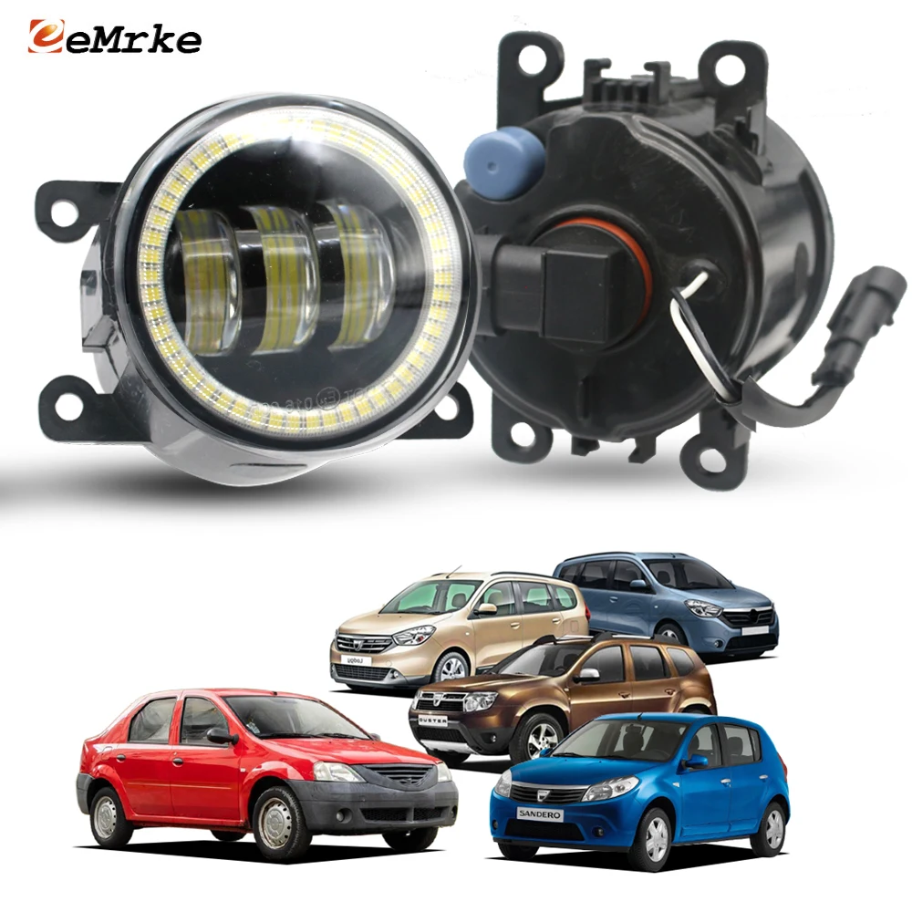 OEM Style Halogen Led Fog Lights For Dacia Logan Dokker Duster Lodgy Sandero Solenza With Lens Add Angel Eye Auto DRL PTF