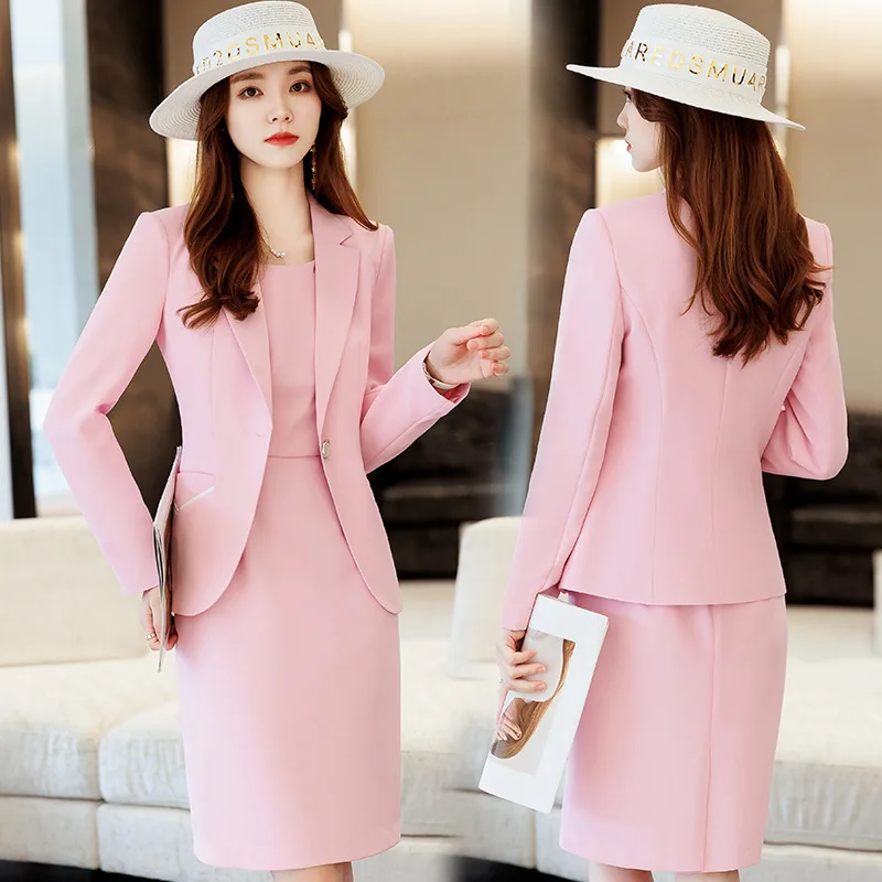 Women Dresss Suits with Tops and Dress Business Work Wear Blazers Suits Fashion Styles Ladies Office Professional Blazers Set