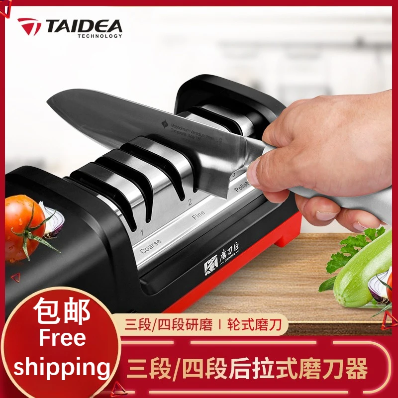 

TG2102 4-ступенчатая электрическая точилка для ножей, 20-градусная точилка для ножей с шлифовальной кромкой для кухонных ножей с заточкой и полировкой
