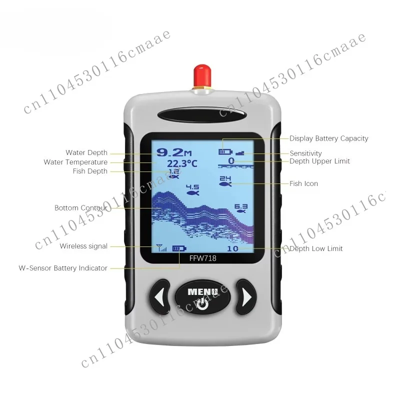 Dot Matrix Wireless Rechargeable ABS Gray/Yellow Fish Finder for Lake and River Fishing Accessories