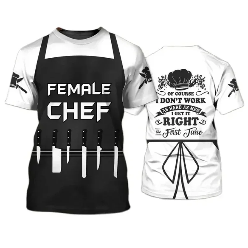 Summer Men\'s chefs T-shirts cook Clothing funny uniforms kitchen tees summer workwear cuisine professional filipina Tees Tops