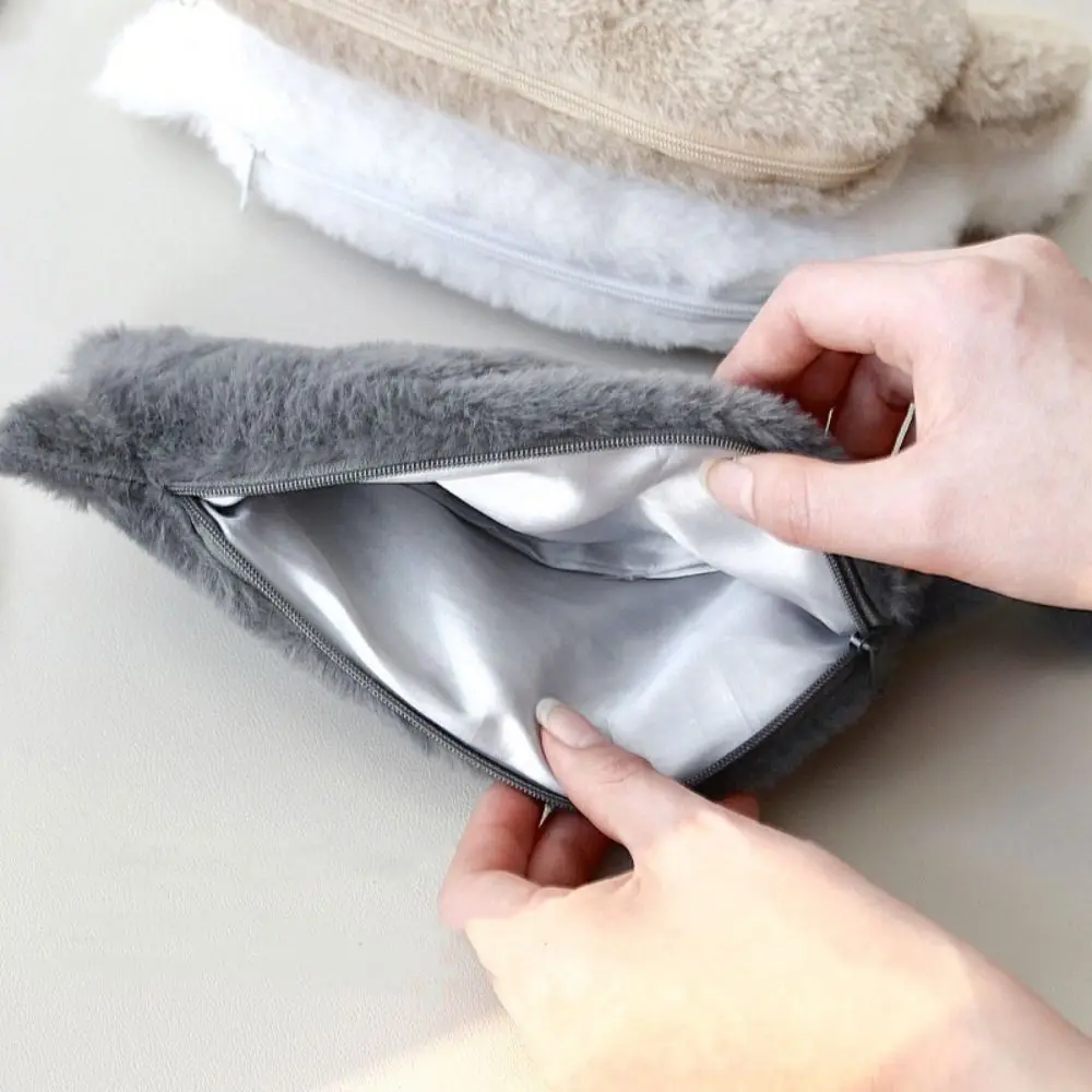 

Portable Kawaii Cat Pencil Bag Cute Zipper Fluffy Pencil Case Storage Bag Soft Animal Stationery Bag School