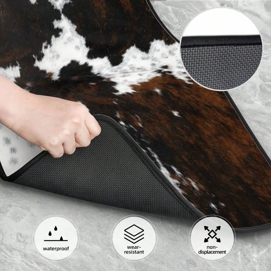 

Cowhide Print Car Floor Mats 4-Piece Set Waterproof Wear Resistant Non Displacement Auto Accessories