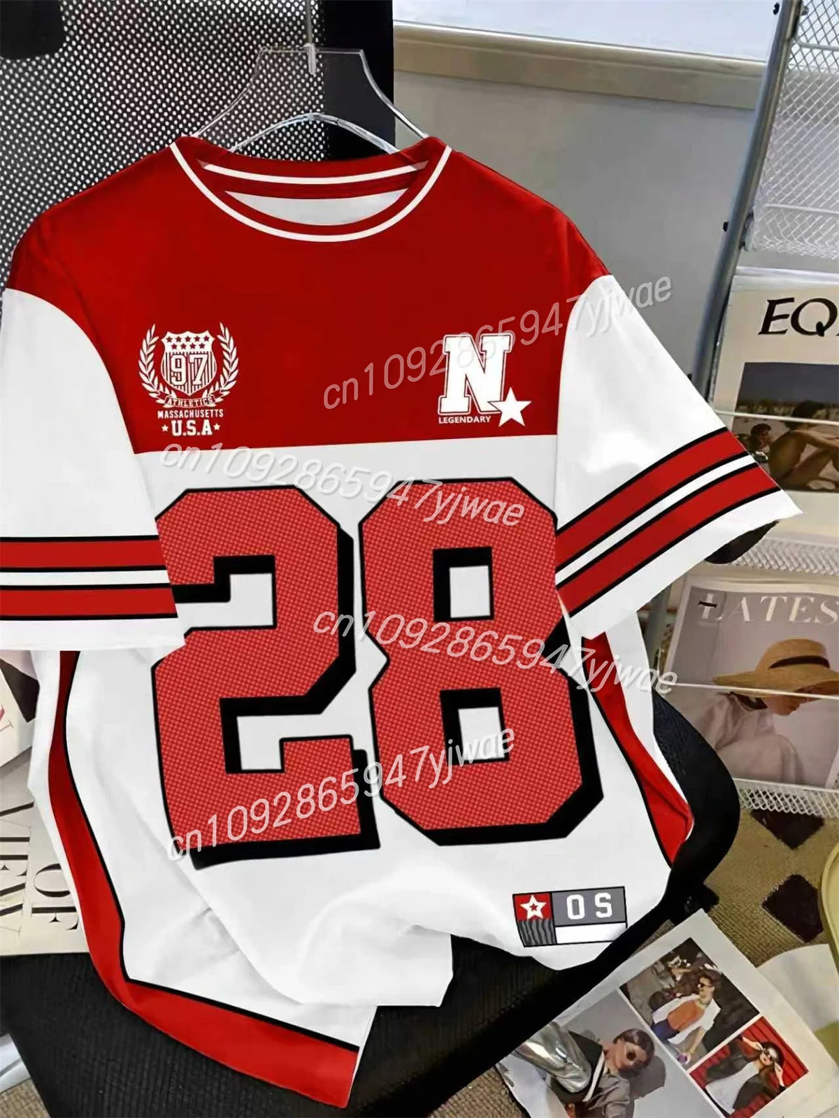 

American Baseball Sportswear t-Shirt Round Neck Loose And Fashionable Street Wear Short Sleeved Summer Women's Casual Party Top