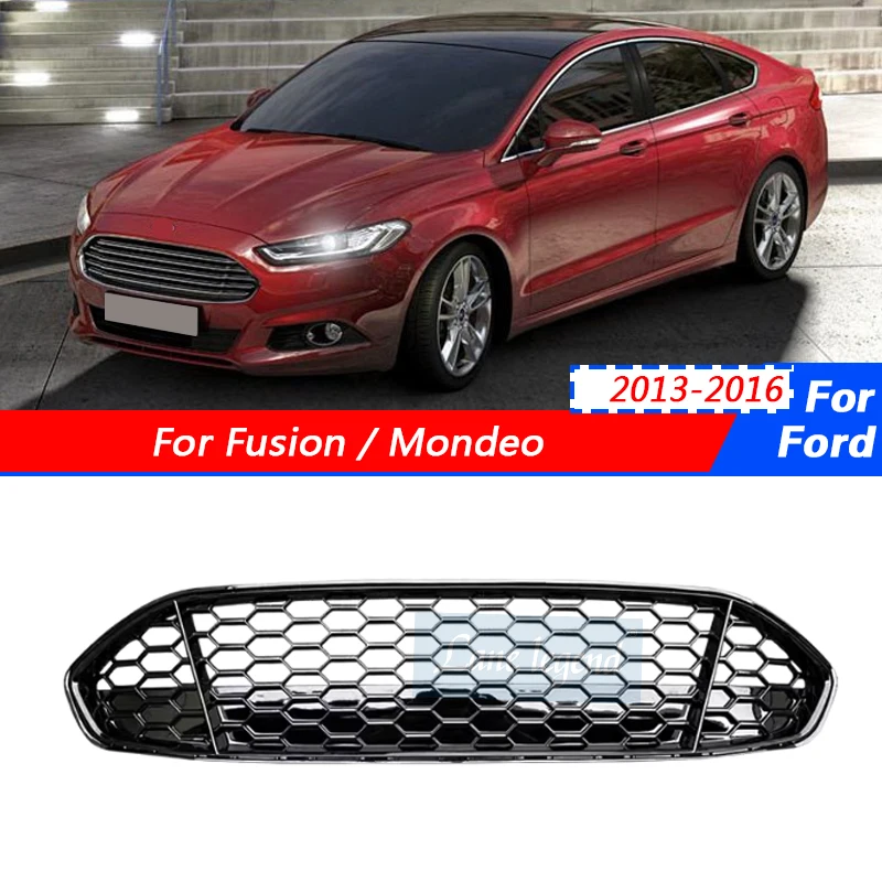 Car Front Upper Honeycomb Grilles Vent Grille For Ford Fusion Mondeo 2013-2016 Front Hood Bumper Grille Racing Grill