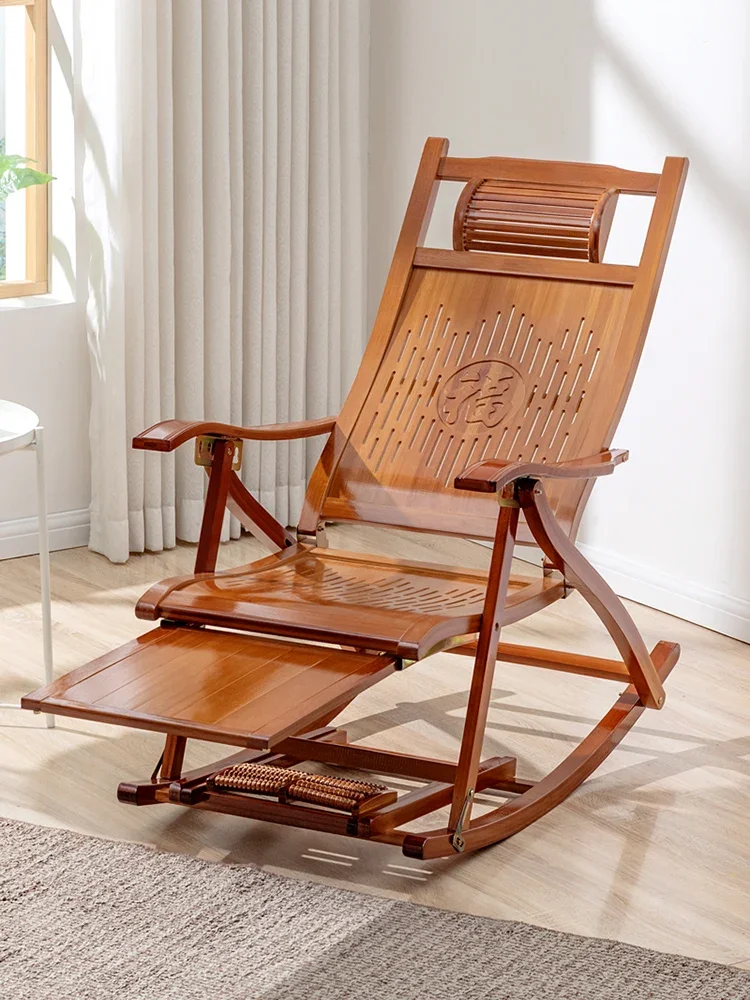 Customizable reclining chair for lunch break, rattan folding chair for adults and the elderly