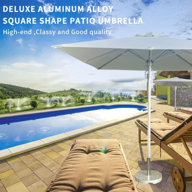 Luxury Straight Parasol 2.5m High Quality PVC & Aluminum Garden Furniture Waterproof And UV Printed For Adults