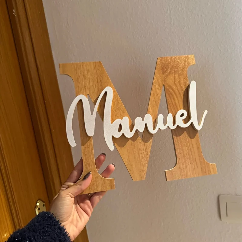 Custom Initials Sign Wooden Wall Name Sign for Wall Letter Capitalized Name Sign
