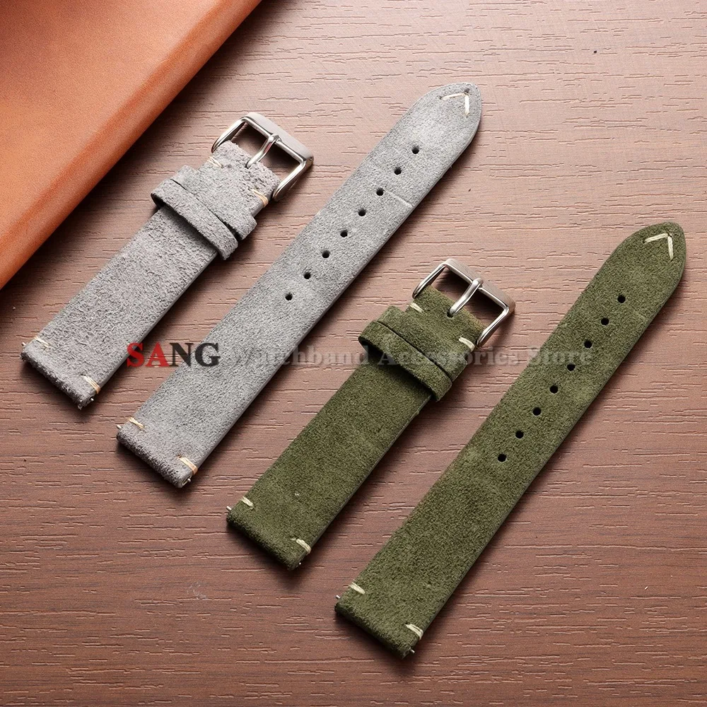 14/16/18/19/20/21/22mm Ersatz-Armband mit Dornschließe Vintage Wildleder Uhrenarmband Schnellverschluss Kalbsleder Uhrenband – Detail 19