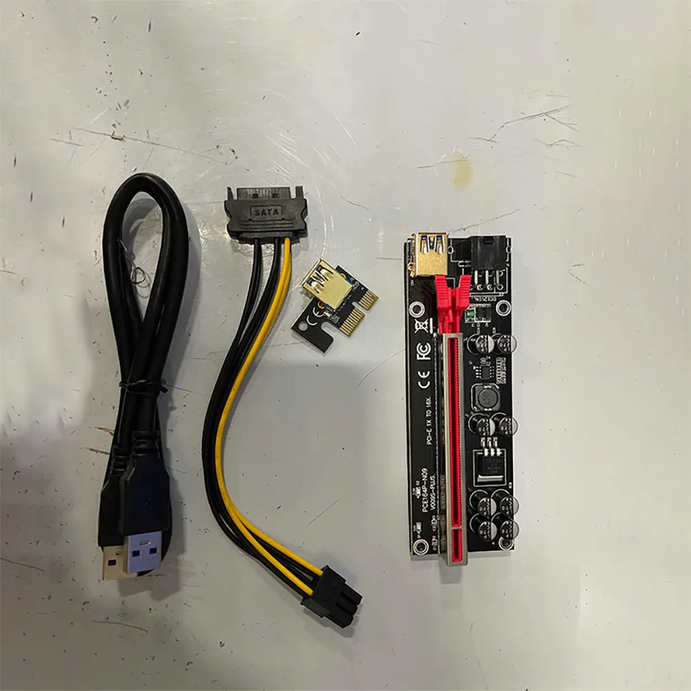 

6Sets GPU Riser Adapter Pci-E 1X to 16X Mining Riser Card Gold Plated Contacts Stable Power Supply Safe Connection
