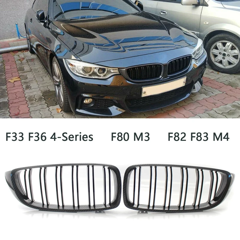 

2X Carbon Front Bumper Grille Dual Line Grill For BMW F32/F33/F36 4-Series F80 M3 F82/F83 M4