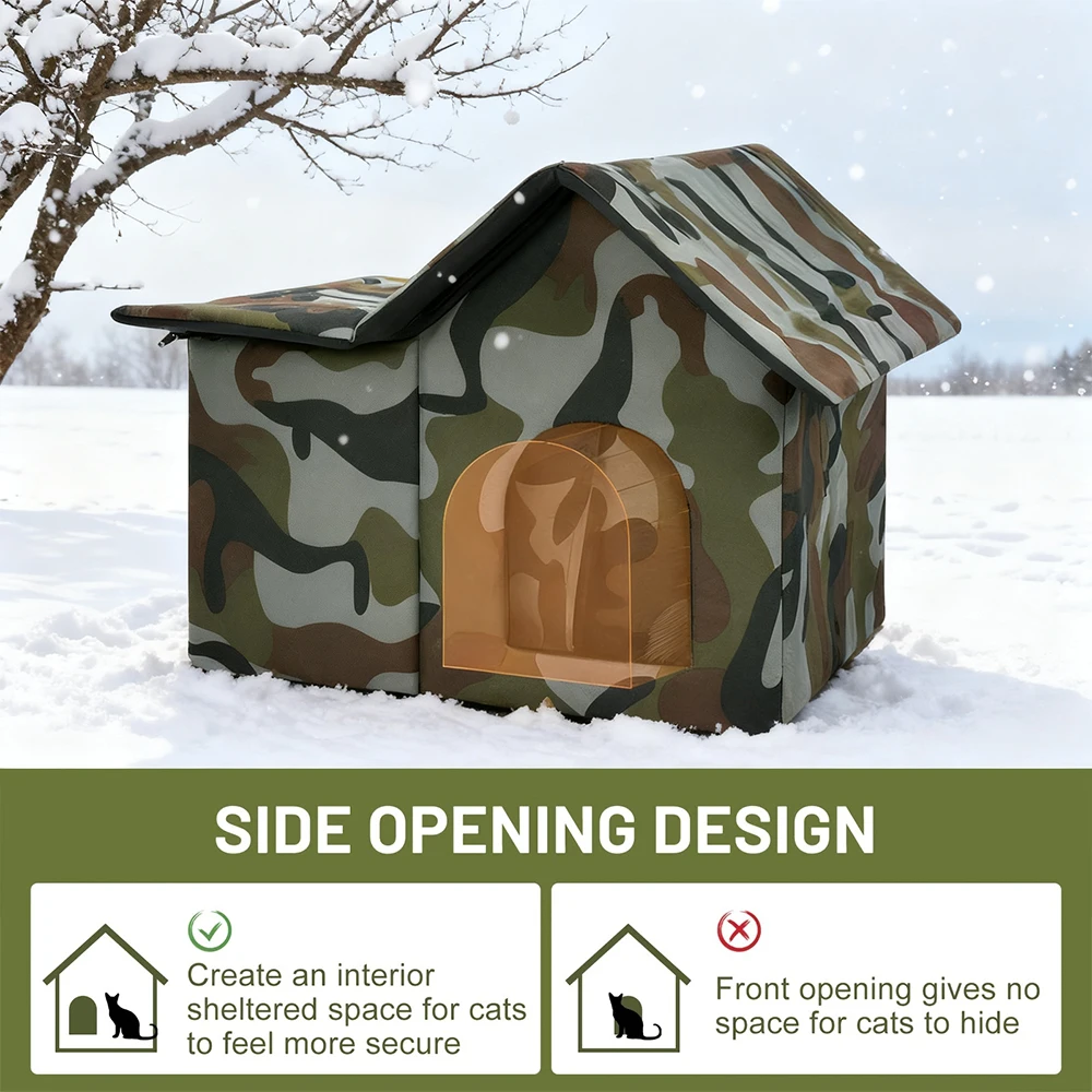 أكسفورد القماش بيت القط الحيوانات الأليفة القط الكهف النوم سرير خيمة في الهواء الطلق غير نافذ للمطر القط الضالة منزل للكلاب الصغيرة جرو مغلقة في الشتاء #2