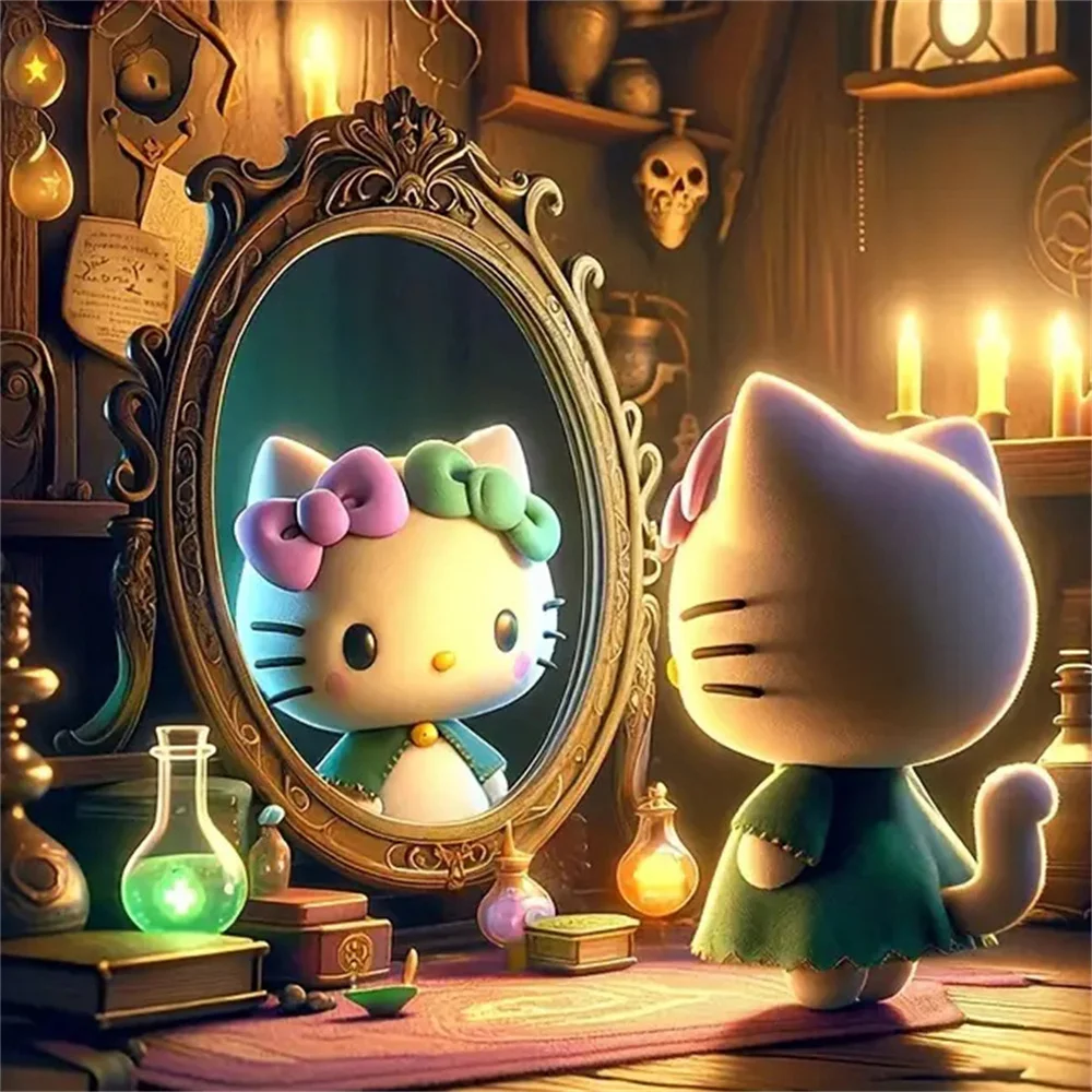 

Sanrio 5D DIY мультфильм Алмазная вышивка Hello Kitty мозаика зеркало полная круглая дрель картина крест милый домашний декор подарок