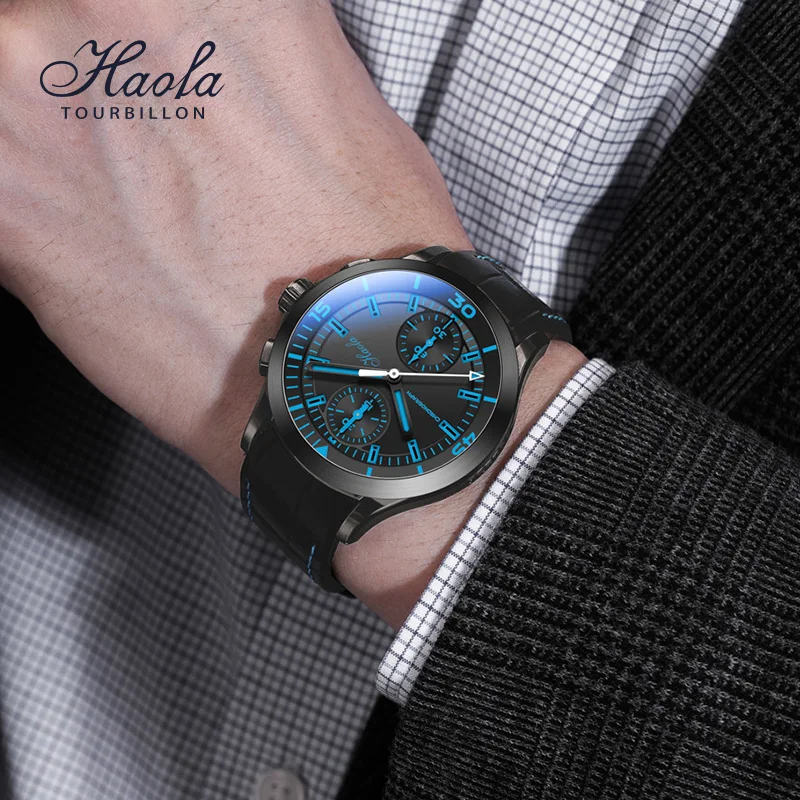 Haofa Automatic Chronograph Watches for Men Pilot Sapphire Chronograph Mechanical 40mm Mens Watch Casual Fashion1600