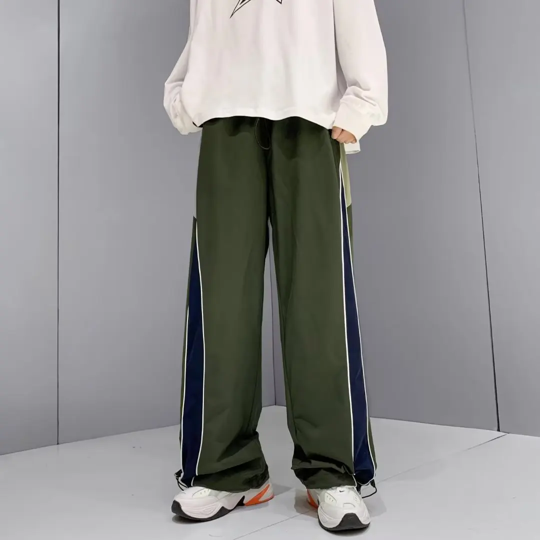 Zomer Quick Dry Mannen Sportieve Broek Actieve Streetwear Japanse Trend Wijde Pijpen Broek Mannelijke Patchwork Spliced Oversized M-XXXL Broek