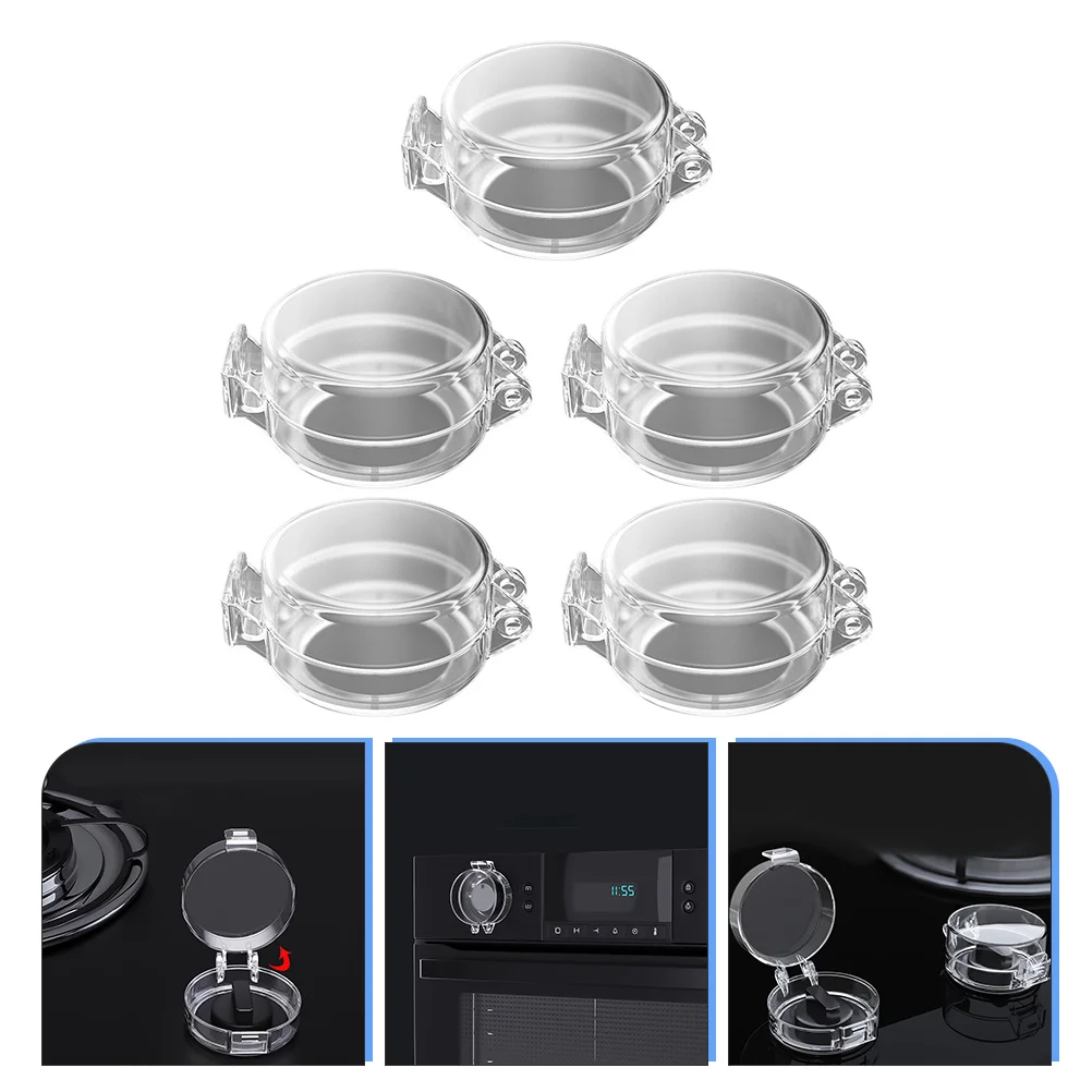 

5pcs Knob Guards Gas Stove Child Safety Microwave Covers Transparent Long FS28 Stove Protectors Knob Proof Guard Child