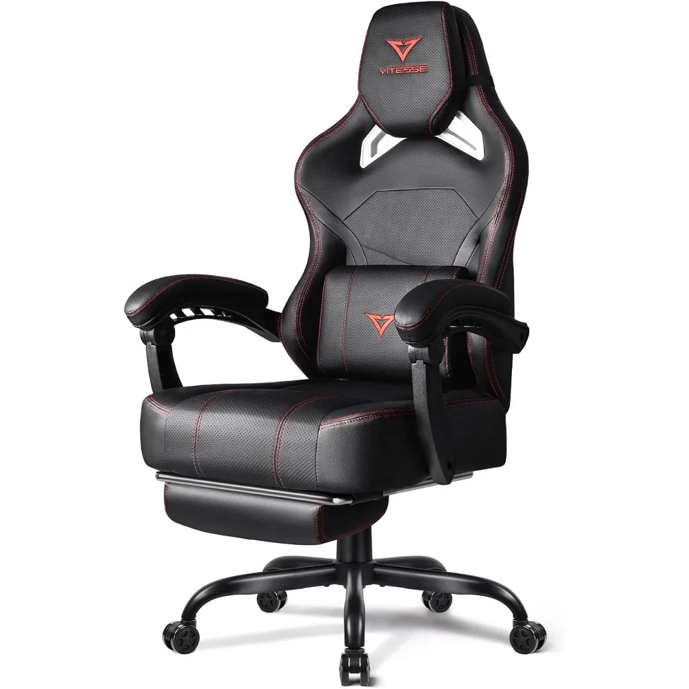 

Big and Tall Gaming Chair 400lb Weight Capacity with Footrest, Ergonomic Video Game Chair for Adults with Oversized Head