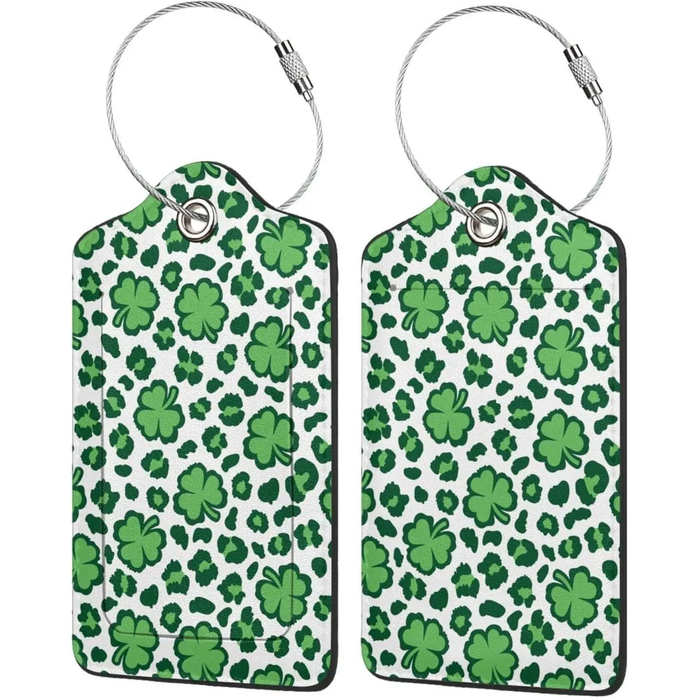 

Багажные бирки с леопардовым принтом ко Дню Святого Патрика, комплект из искусственной кожи, дорожные багажные бирки для чемоданов с петлей из нержавеющей стали