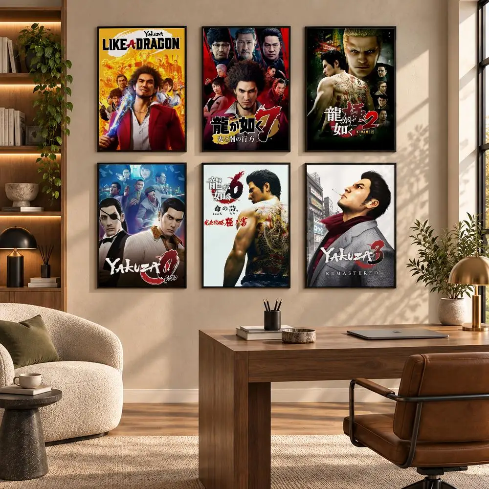Game Yakuza Like a Dragon Poster Self-adhesive Art Waterproof Paper Sticker Coffee House Bar Room Wall Decor