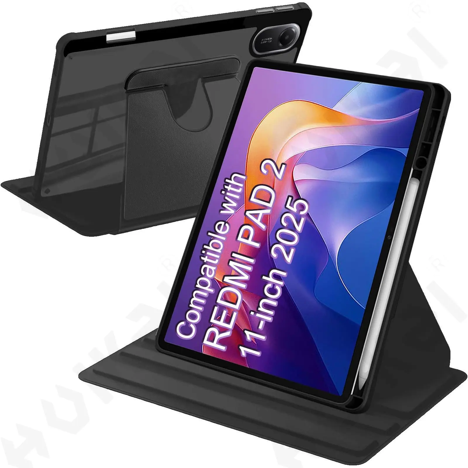 

Rotating Case for Xiaomi Redmi Pad 2 2025 SE Mi 7 6 8.7 with Pen Holder 360 Degree Protective Stand Cover Auto Wake Sleep