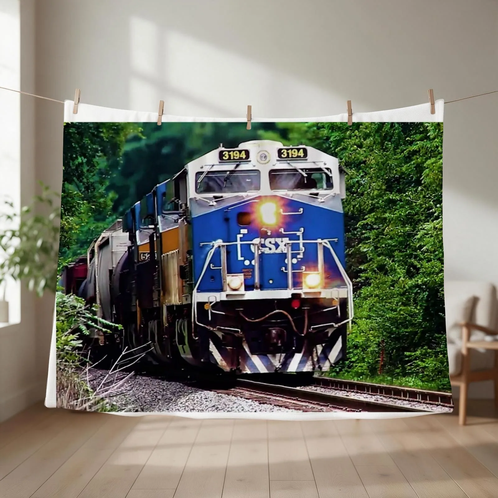 the Majestic CSX #3194 Honoring Law Enforcement Locomotive Throw Blanket couch cozy soft plush fuzzy picnic outdoor blanket