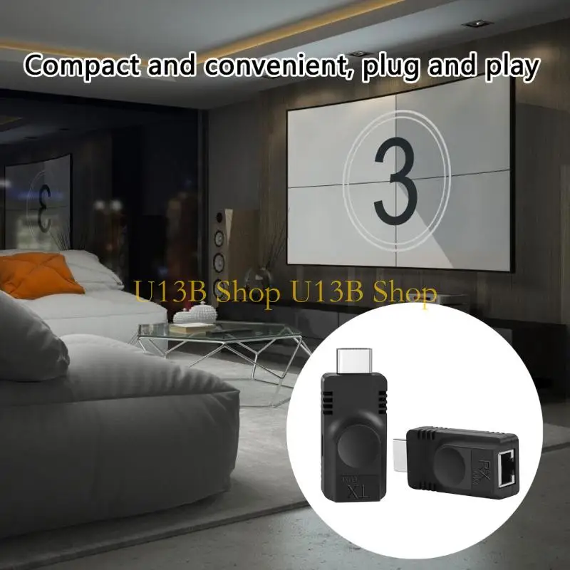 U13B Видеоудлинитель HDTV к RJ45 1080P HDTV Расширение до 60M к сети RJ45