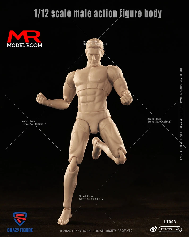 CFTOYS LT003 1/12 Scale Male Action Figure Body 6'' Super Flexible Male Joint Body with Head Sculpt for Collection