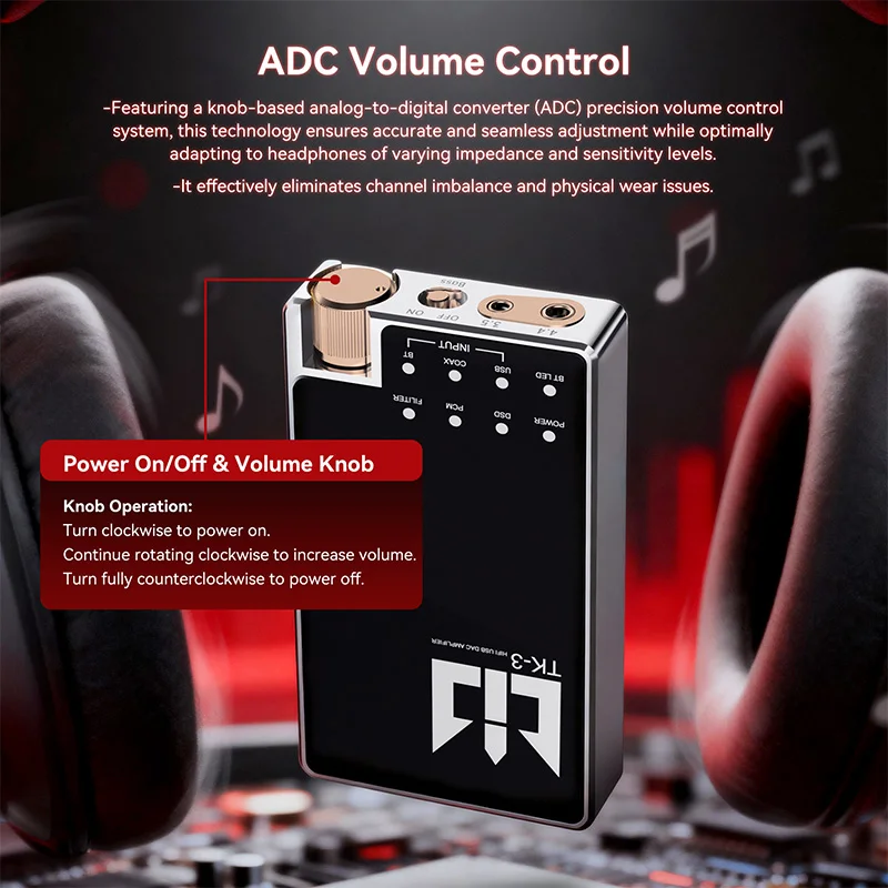 TRI TK3 DAC/AMP Multi-functional Portable Bluetooth Decoding Headphone Amplifier USB/Bluetooth/Coaxial/SPDIF Input Decoder