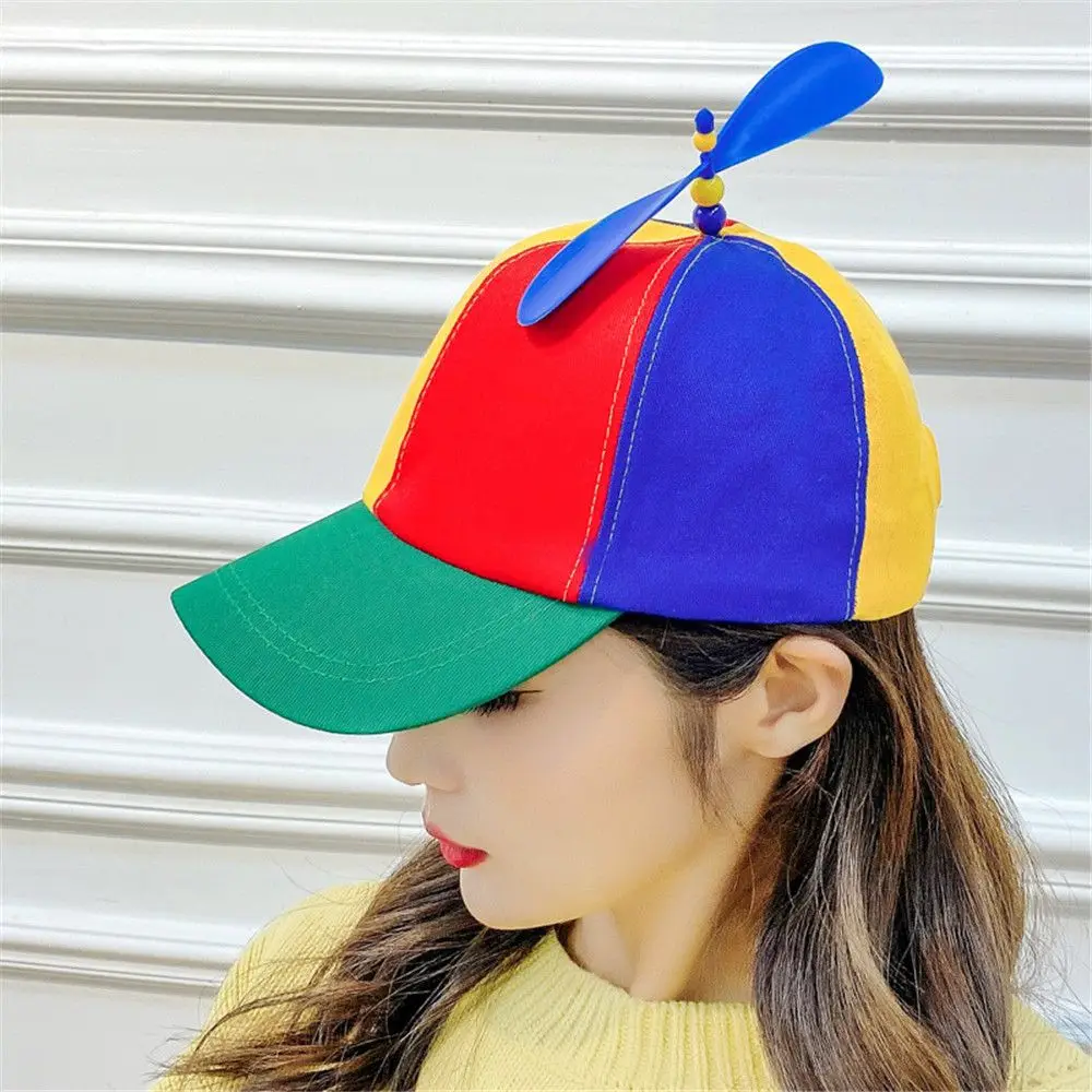 1Pc Rainbow Baseball Cap Funny Bamboo Dragonfly Helicopter Propeller Snapback Hat Adventure Dad Hat Sun Cap For Adult Kids