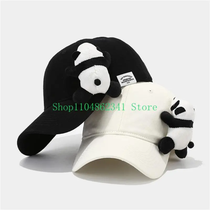 652F Stuffed Panda Baseball Hat Chinese Panda Hat for Daily Life Workout Sports Hat Breathable Hat for Outdoor Sports