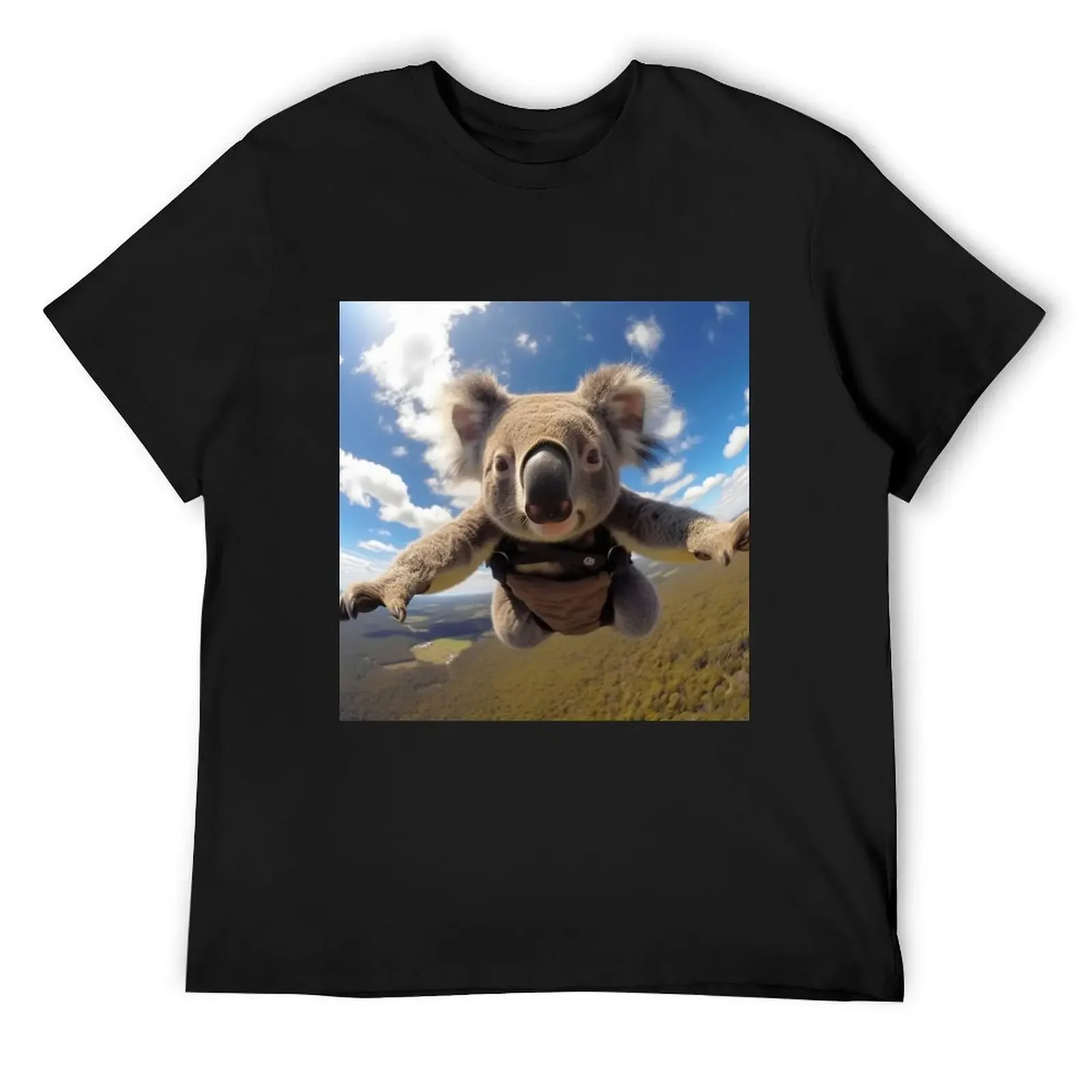 

The Aerial Koala: Soaring Through the Sky T-Shirt man t shirt blacks mens shirts graphic tee