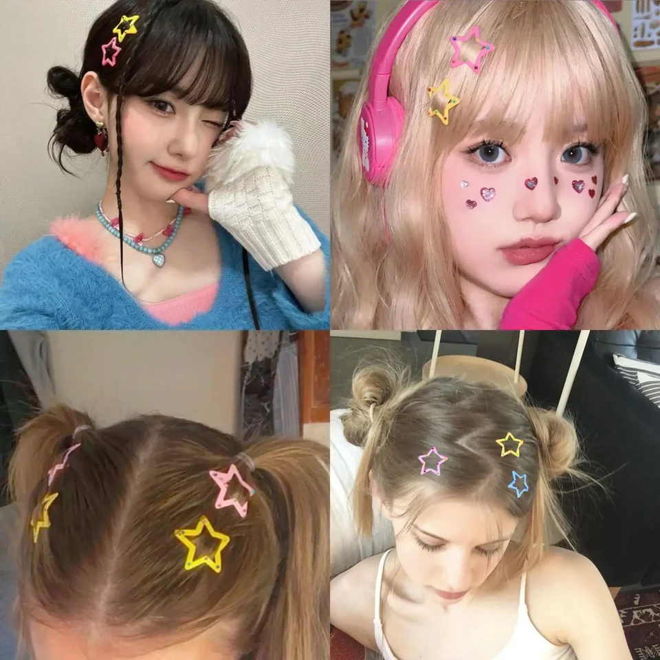 Mini Star Hair Clip Kids Colorful Metal Hair Clips Cute Y2K Hair