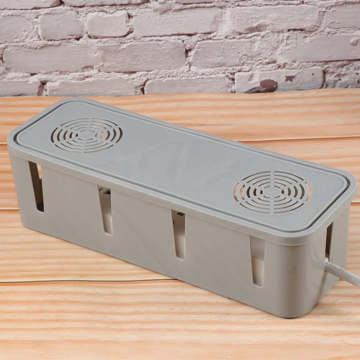 

Plug Socket Cable Storage Box Grey Safety Organizer Dust-Proof for Home Desk Wall Convenience Plug Storage Box