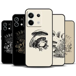 Cottagecore  Magic Mushroom Frog Moon Case For Redmi Note 11 12 13 Pro Plus 9 10 10S 11S 12S Redmi 12 9C 10C 12C 13C Back Cover