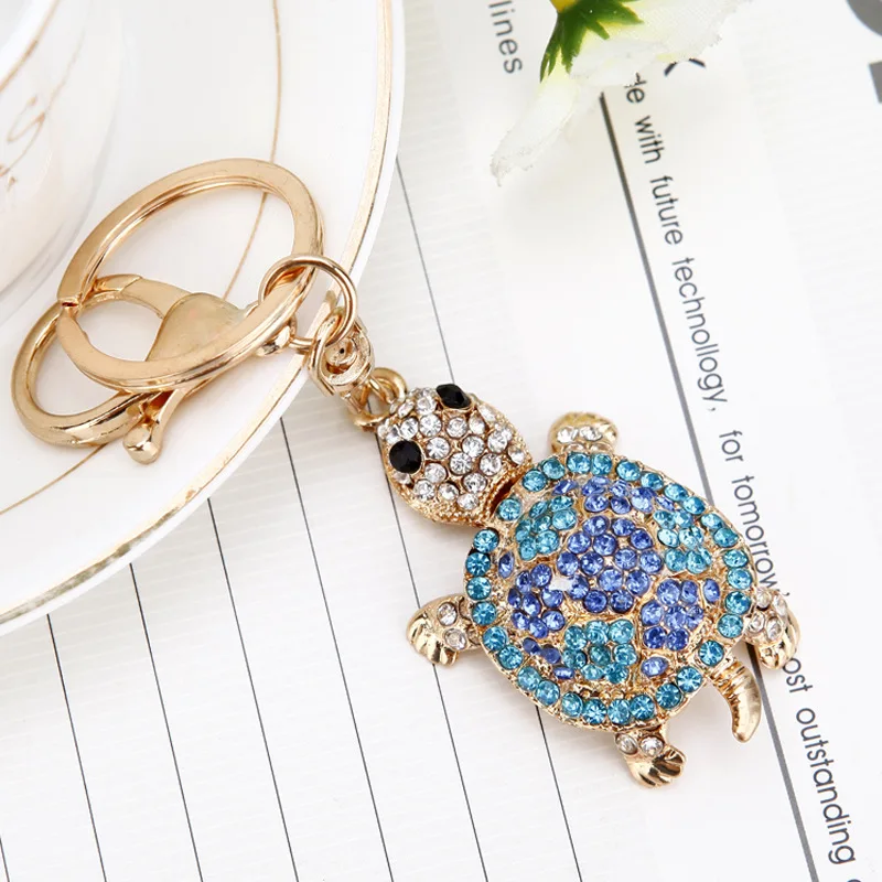 Turtle Tortoise Keyrings Crystal Keychains Lovely Turtles Bag Pendant For Car Key Chains Holder Rings